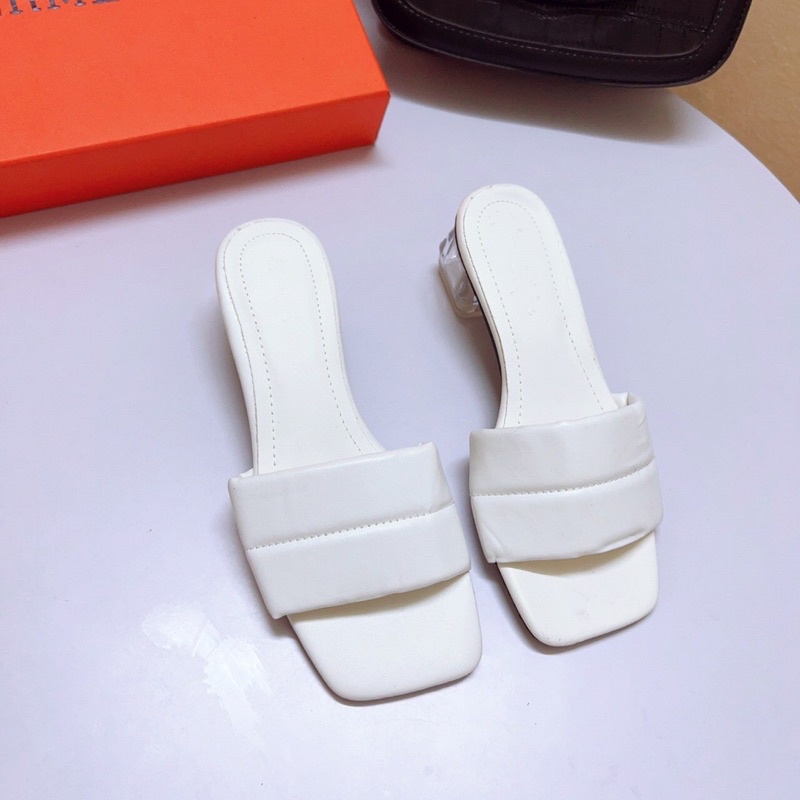 Bán Sỉ- Dép cao gót quai bản phồng da lì gót trong 5cm siêu xinh