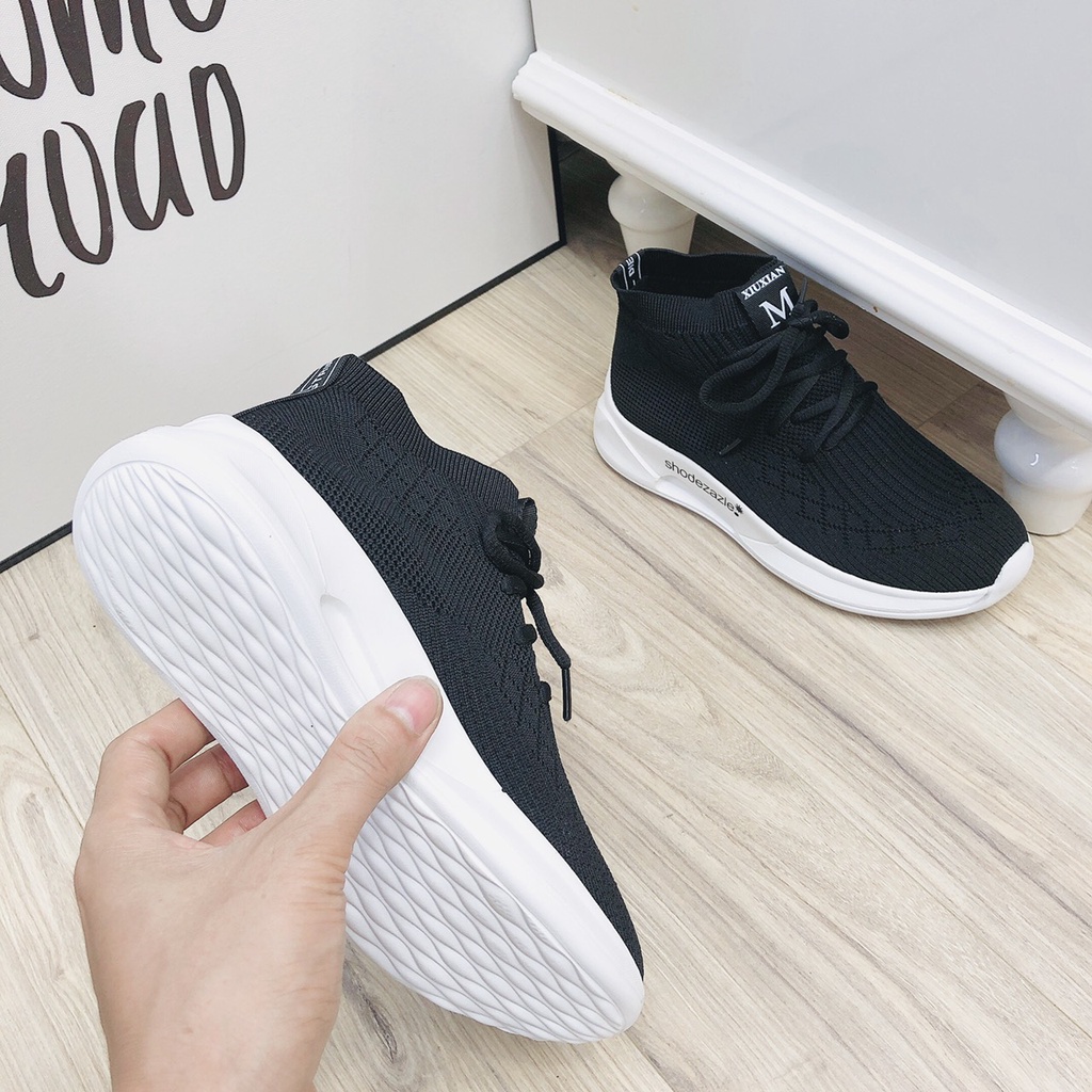 Giày Thể Thao Nữ Sneaker CHIMOKA Đế Dẻo Độn Đế Chất Liệu Lưới Dệt Kim Cao Cấp Cổ Cao Năng Động Chính Hãng 17042