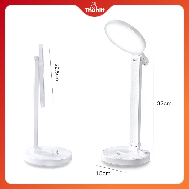 Đèn bàn học Thunlit bảo vệ mắt 2000mAh có thể sạc lại 3 nhiệt độ màu có thể điều chỉnh vùng ánh sáng lớn