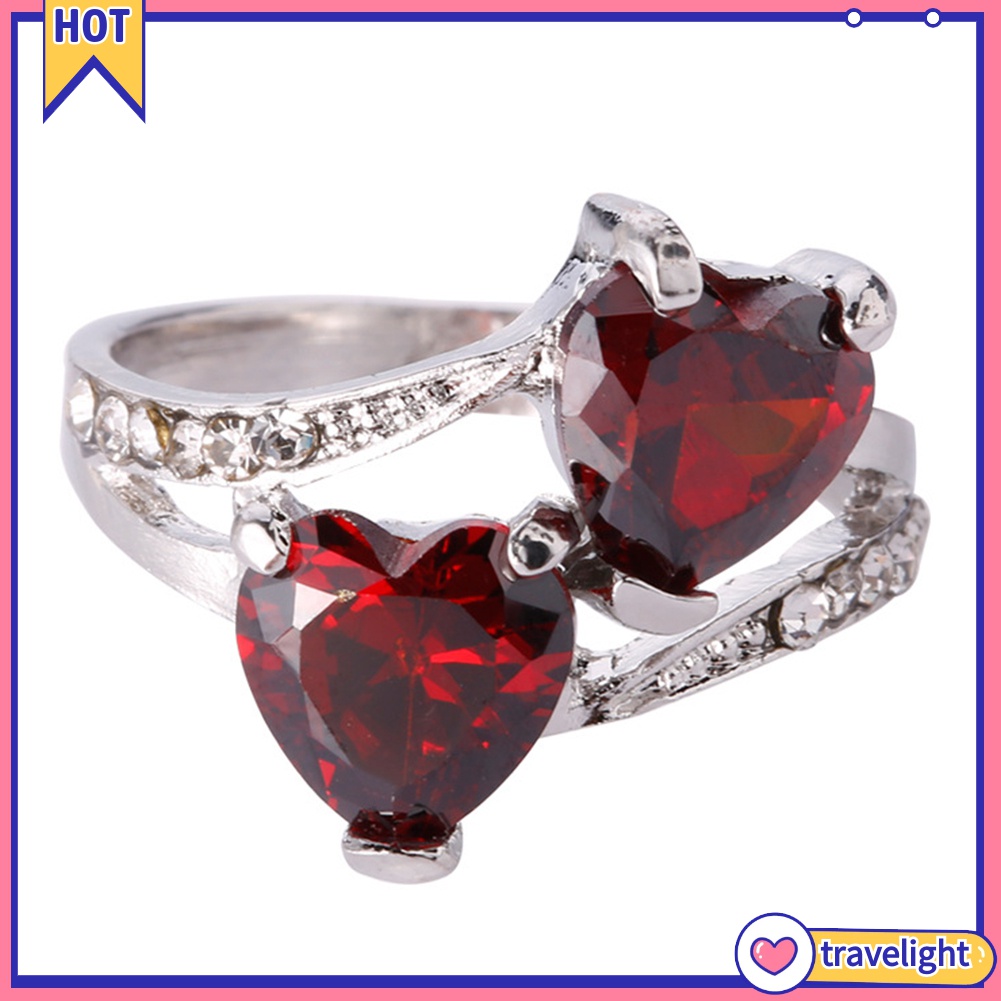 Nhẫn Đính Đá Zircon Hình Trái Tim K1