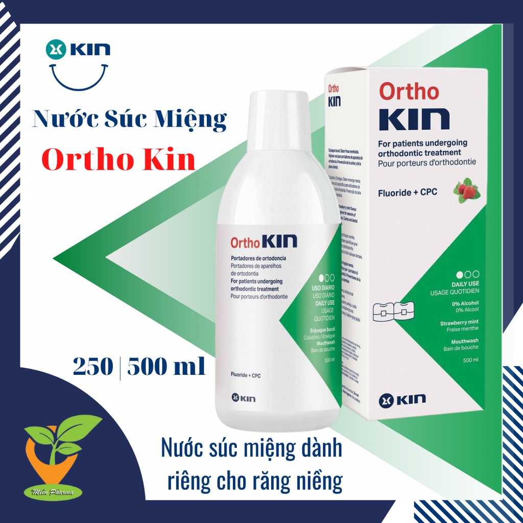 COMBO KEM ĐÁNH RĂNG VÀ NƯỚC SÚC MIỆNG ORTHO KIN CHO RĂNG NIỀNG 500ML