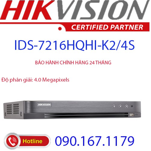 Đầu ghi hình Hybrid TVI-IP 16 kênh TURBO 5.0 HIKVISION iDS-7216HQHI-K2/4S