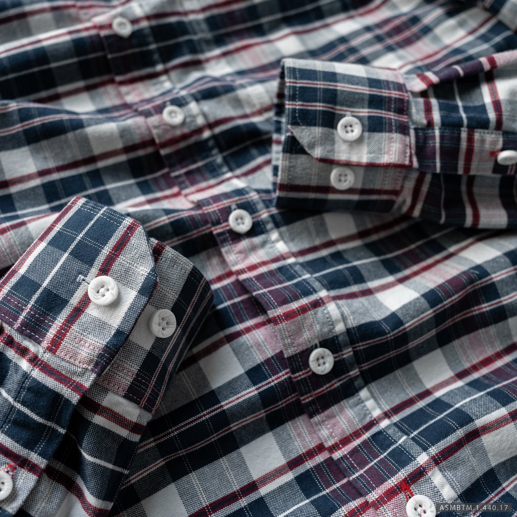 Aó sơ mi caro dài tay nam Flannel Bentino Form Slimfit, chất vải cotton pha sợi sồi, HÀNG VNXK