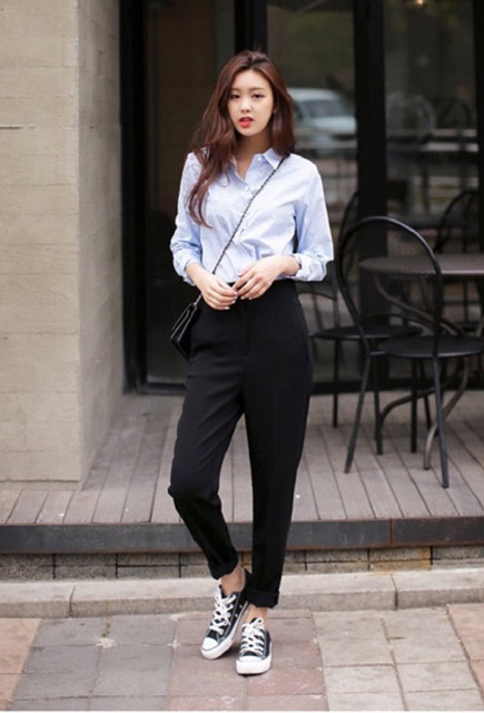 Combo áo sơmi + quần baggy công sở