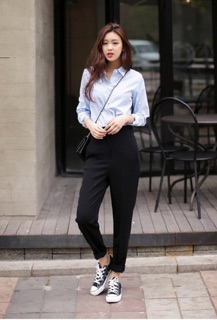 Combo áo sơmi + quần baggy công sở