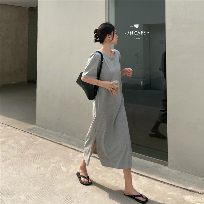 Đầm Midi Tay Ngắn Phong Cách Hàn Quốc Gồm 3 Màu | BigBuy360 - bigbuy360.vn