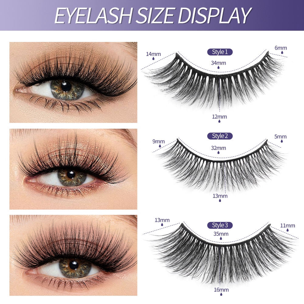 Set 9 Cặp Lông Mi Giả Chống Nước Có Thể Tái Sử Dụng Tiện Lợi