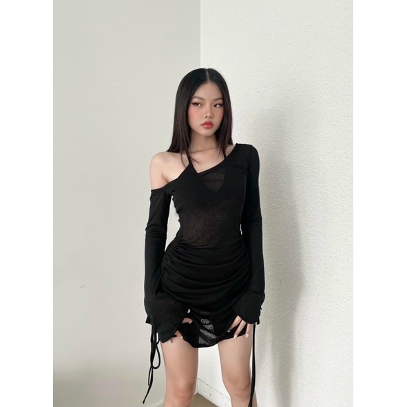 Đầm body set đầm kèm áo có mút rút dây tay dài cá tính ngầu chất chơi D5 (Giá sỉ) Lissa