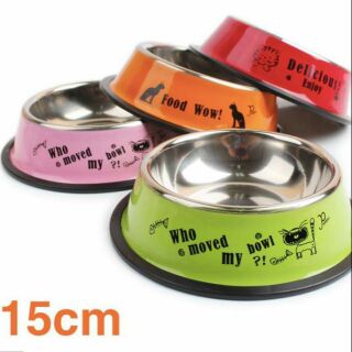 Bát ăn inox cho chó mèo 15cm họa tiết đẹp
