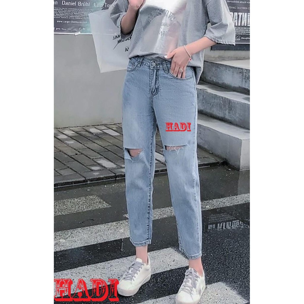 [ CHẤT LỪ!!! ] QUẦN BAGGY JEAN NỮ CAO CẤP HADI LƯNG SIÊU CAO MÀU XANH NHẠT PHỐI RÁCH T PHẢI RÁCH L TRÁI CỰC BỤI CỰC NGẦU