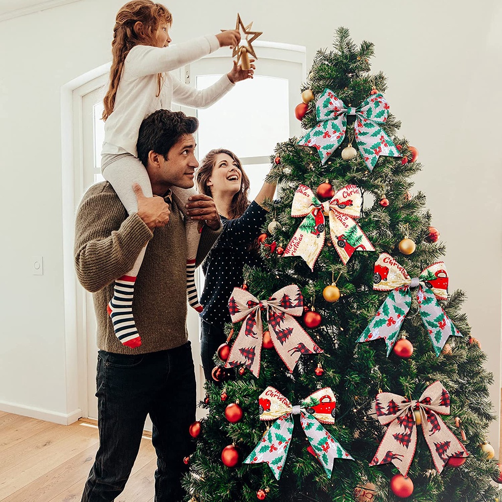 [Sản Phẩm Giáng Sinh] Dây Ruy Băng Bằng Vải Bố Thắt Nơ Đỏ Kiểm Tra / Xe Tải Giáng Sinh