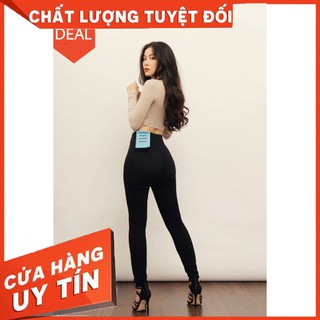 Quần jean nữ màu đen lưng cao skinny ống dài 7CELEB - Hàng nhập khẩu
