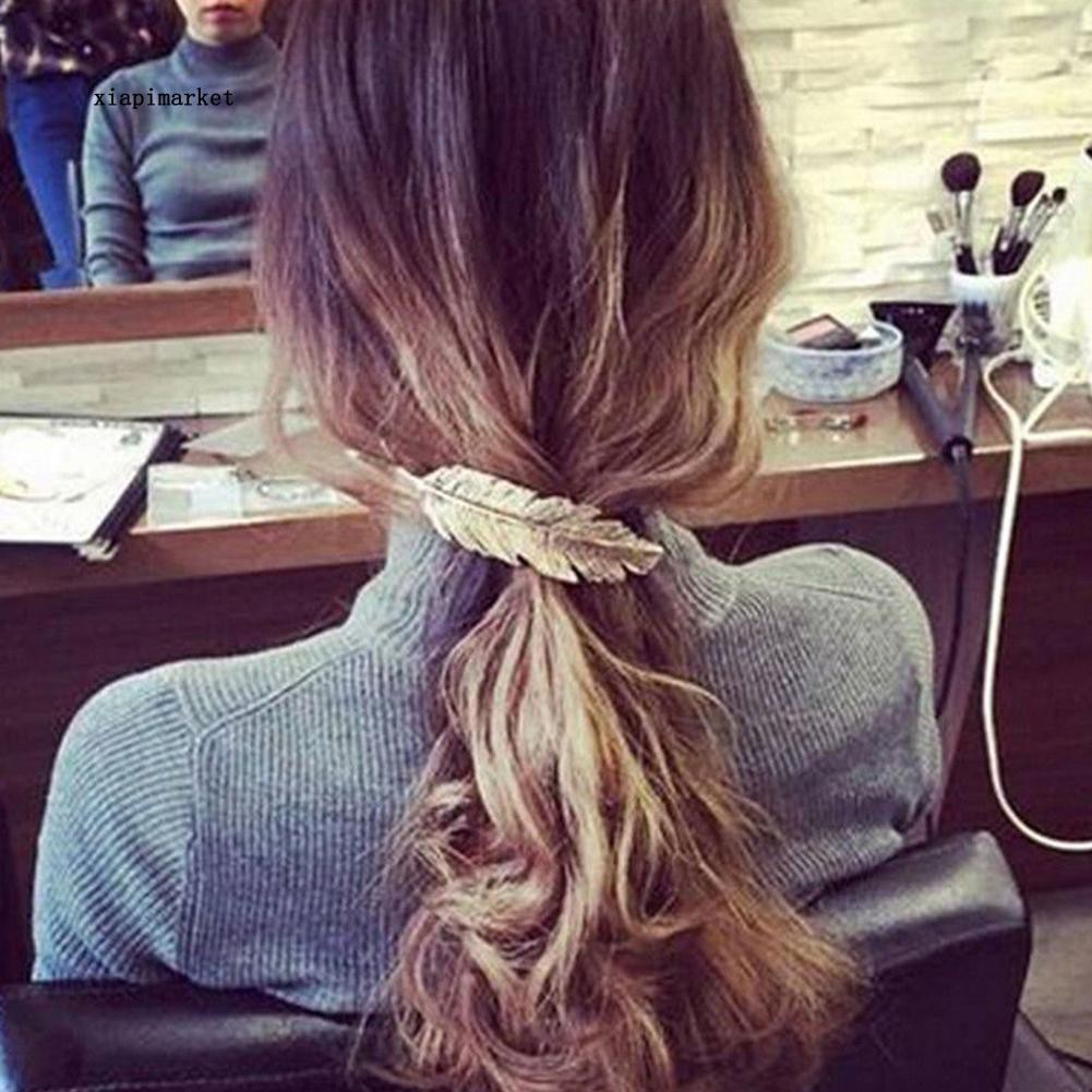 Kẹp Tóc Nữ Hình Chiếc Lá Đính Đá Phong Cách Vintage