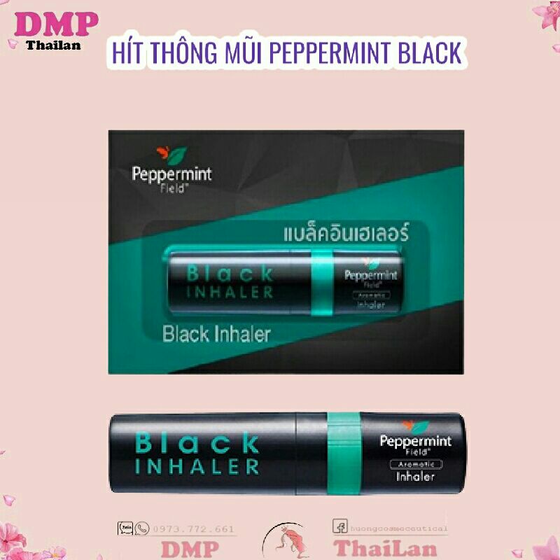 Ống Hít Thông Mũi Bạc Hà Thái Lan Phiên Bản Black Inhaler Pepermint Field Thái Lan (2cc)
