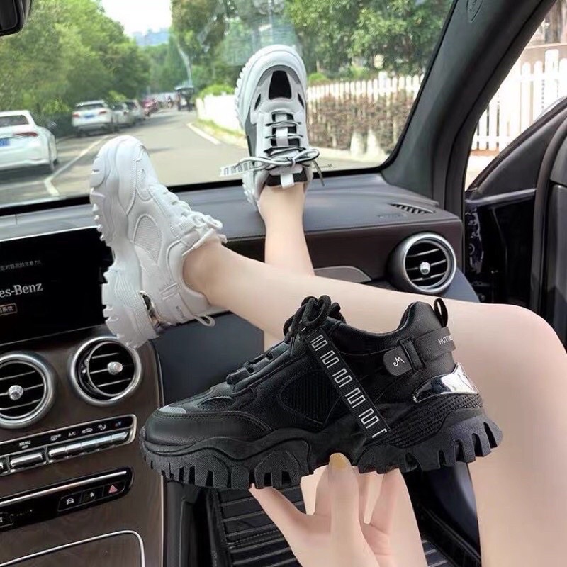 Giày Thể thao nữ đế độn gót bạc thời trang phong cách Hàn quốc