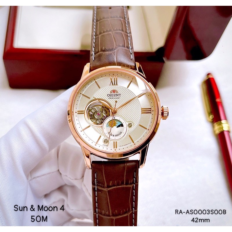 Đồng hồ nam Automatic Orient Sun and Moon gen 4 Vàng hồng - Cam kết chính hãng - Bảo hành 1 năm