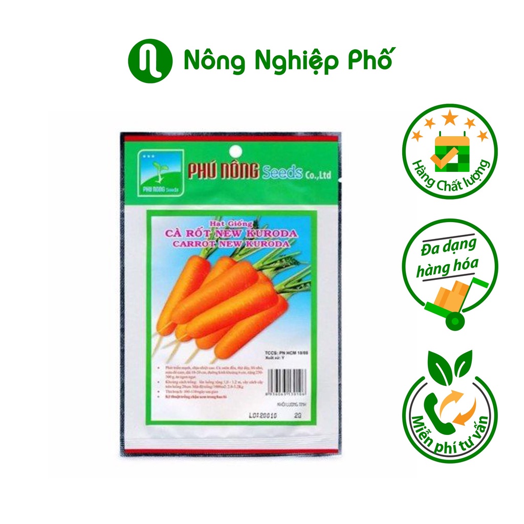 Hạt giống cà rốt New Kuroda Phú Nông - Gói 2 gram