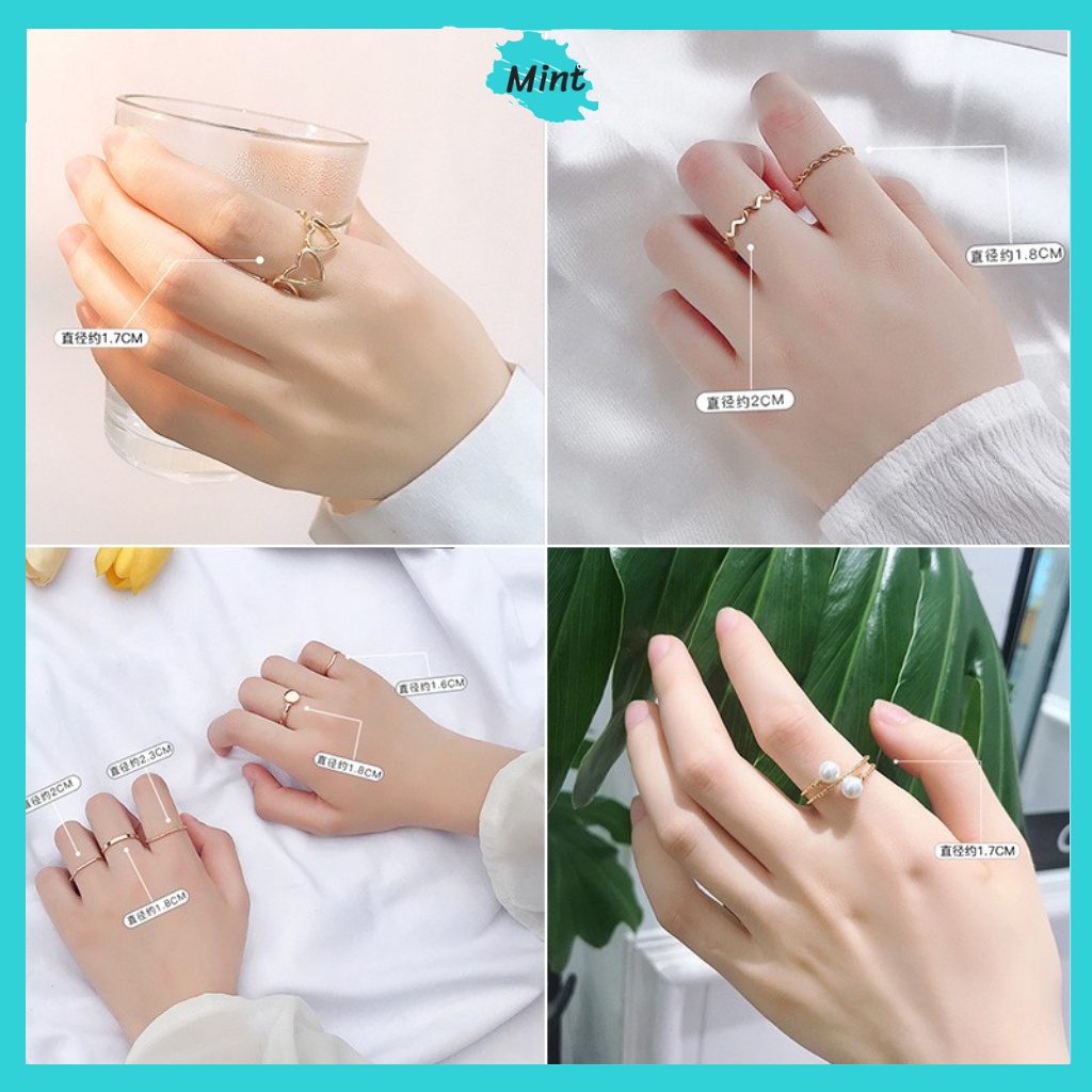 Bộ Nhẫn Nữ ❤️FREESHIP❤️ Set Nhẫn Siêu Hot Phối Đủ Phong Cách Sành Điệu - Set Nhẫn Phong Cách Hàn Quốc