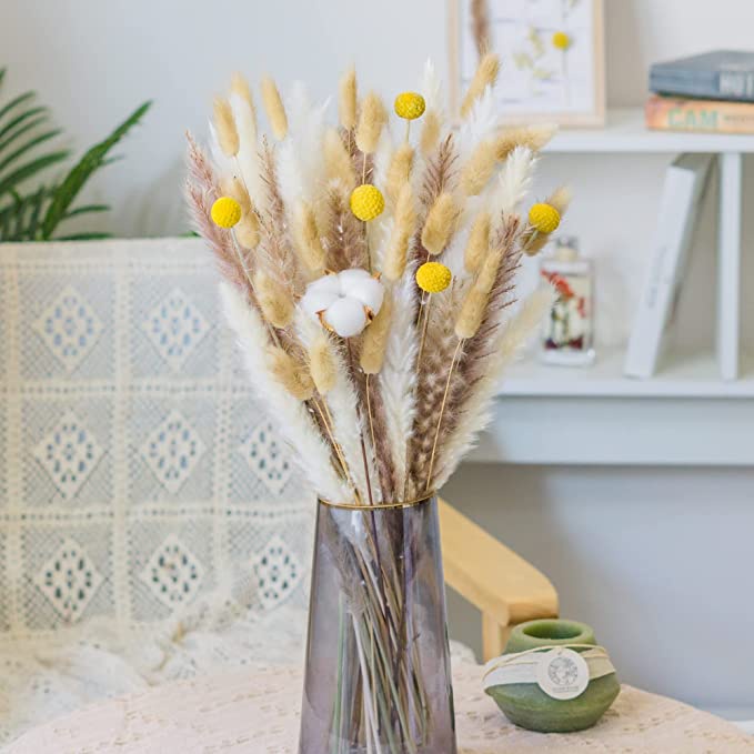 Hoa khô tự nhiên vintage decor trang trí- Cỏ đuôi thỏ, Bông lau, lúa mạch