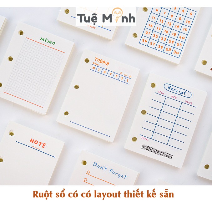 Sổ còng mini 3 chấu màu Pastel bìa nhựa dẻo 6x8cm, ruột thiết kế layout nhiều mẫu