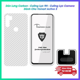 Combo cường lực màn hình, cường lực camera và dán lưng cacbon cho Vsmart Active 3