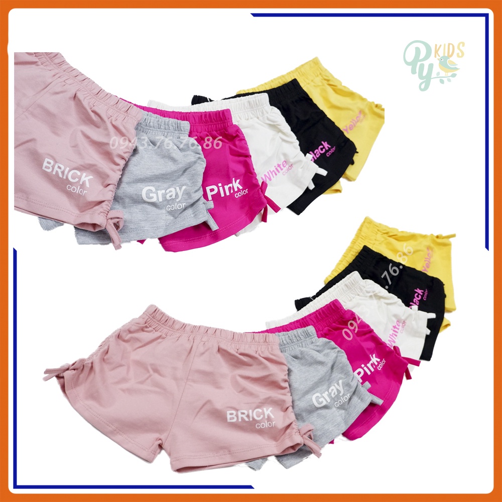 Quần sort cotton cho bé gái từ 5-25kg, nhún 2 bên phối hình mẫu mới 2021