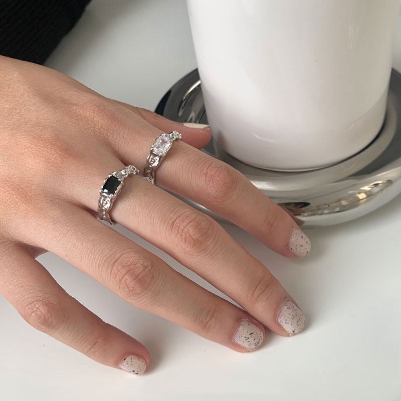 Bộ Nhẫn Đính Đá zircon Phong Cách Hiphop Thời Trang Cho Nam Nữ