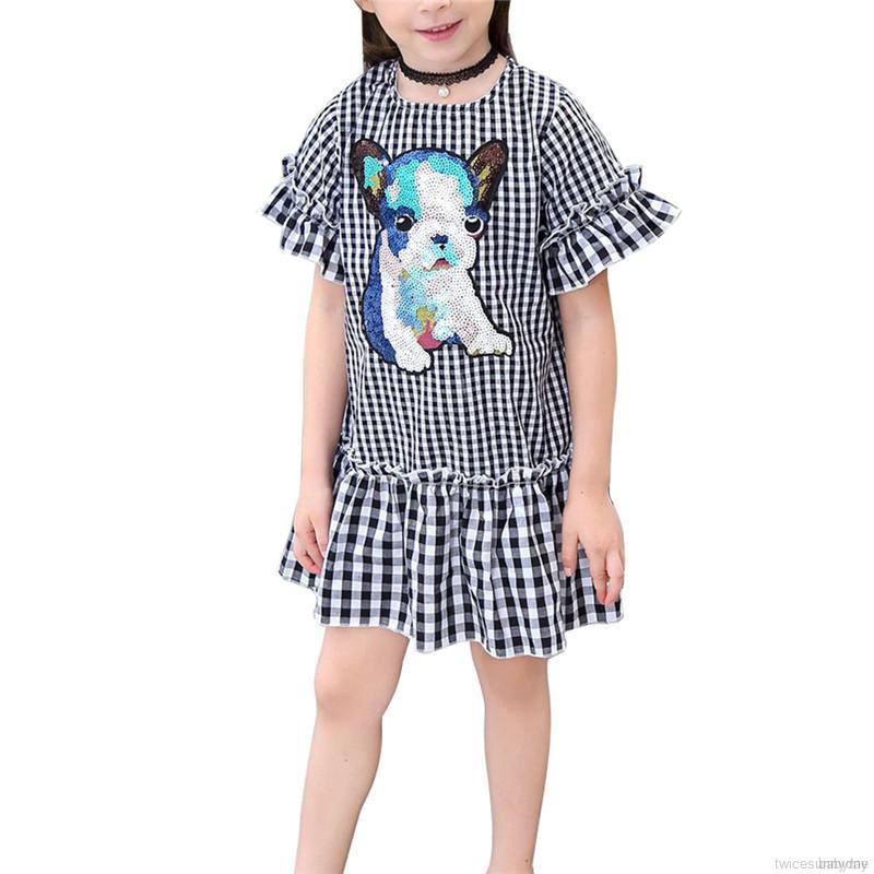 Đầm kẻ ca rô đính sequin lấp lánh đáng yêu dành cho bé gái