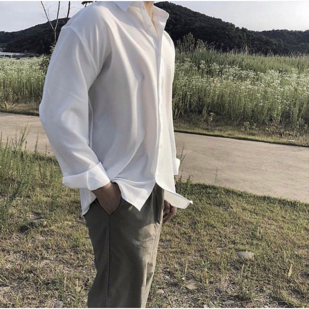 Áo sơ mi trắng đen nam nữ unisex dài tay form rộng kiểu hàn quốc | Hd2000shop | BigBuy360 - bigbuy360.vn