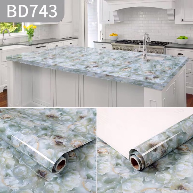 10M decal giả đá bóng vân 3D chống nước chịu nhiệt keo sẵn khổ 60cm