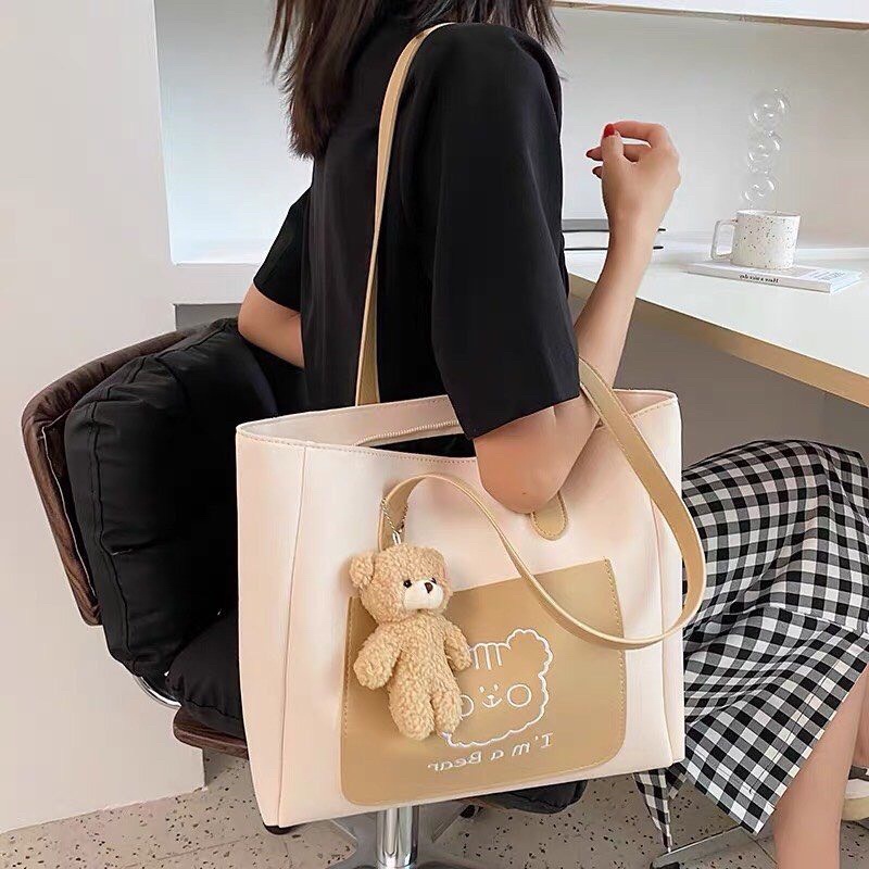 Túi xách công sở nữ size to kèm gấu thời trang đi chơi đi học giá rẻ Diomi