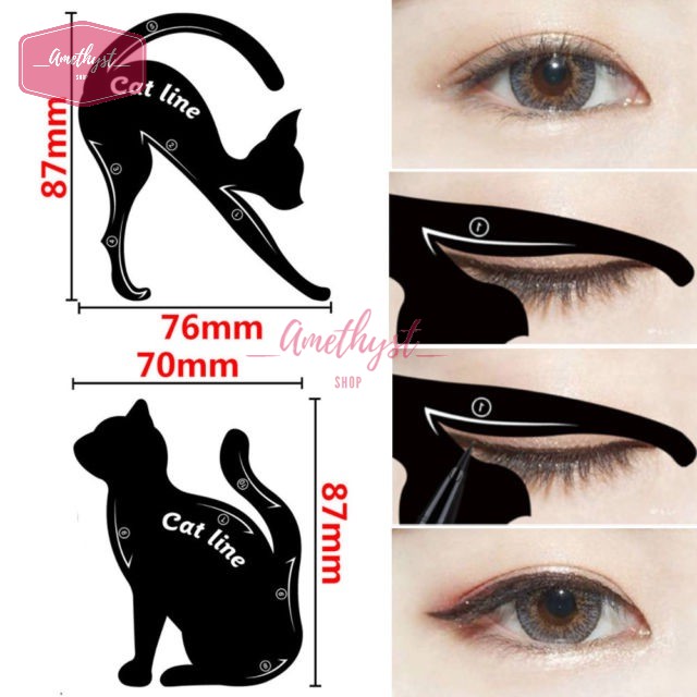 Set 2 Khuôn Kẻ Eyeliner, Tô Bầu Mắt Hình Mèo Cat Line