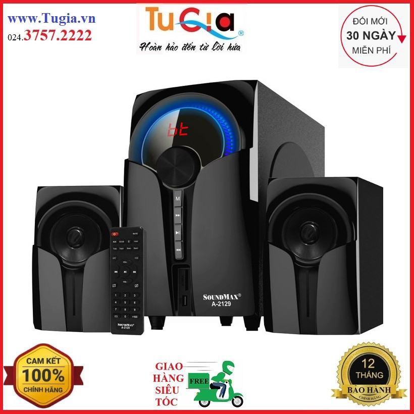 Loa SoundMax A2129 bluetooth (2.1) 60W HDMI ARC , Bluetooth, USB/ thẻ nhớ, remote - Hàng chính hãng