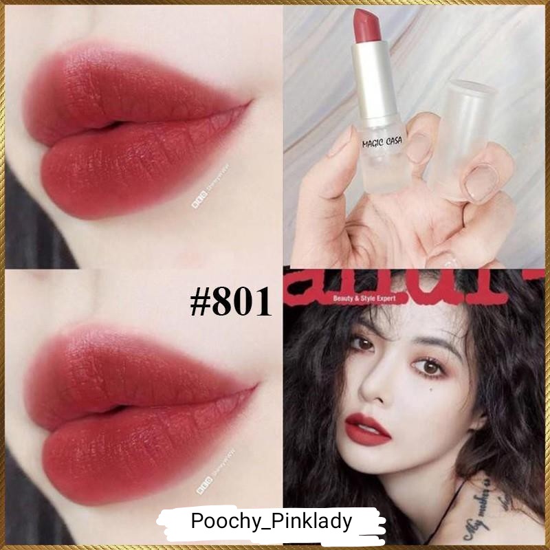 Son thỏi nhung mịn siêu lì bền màu 6 màu tươi mới Magic Casa Matte Lipstick Rouge À Lèvres