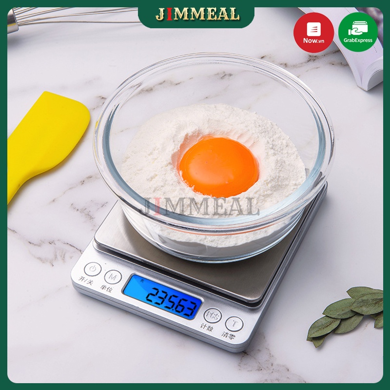 [Kèm Pin] Cân Điện Tử Mini, Cân Tiểu Ly Nhà Bếp Chính Xác 0.5kg/0.01g, 1kg/0.1g, 3kg/0.1 Thép Không Gỉ, Màn LCD Cao Cấp