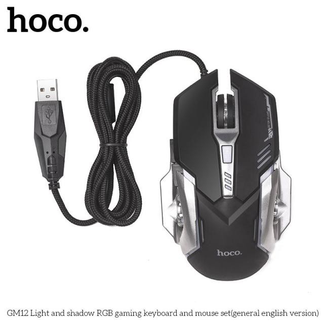 Bộ Bàn Phím Và Chuột Gaming Hoco GM12 Chơi Game Có Dây - Có Đèn Nền LED RGB Tùy Chỉnh Chế Độ Đèn - BẢO HÀNH ĐỔI MỚI