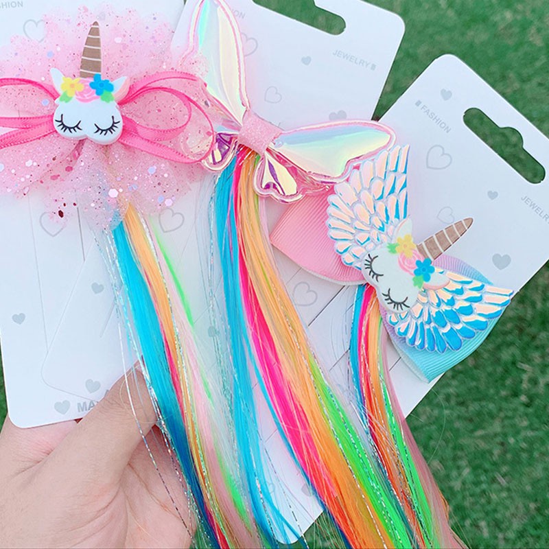 Kẹp Tóc Nơ Đính Kim Sa Lấp Lánh Nhiều Màu Sắc Cho Bé Gái