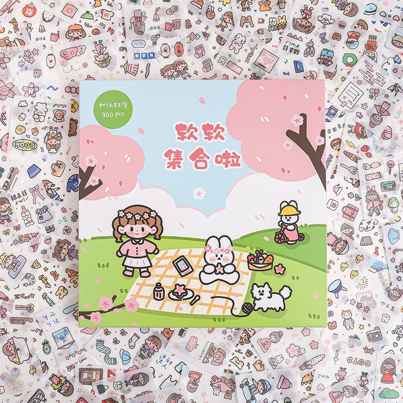 🌸Set 900 tấm sticker nhãn dán trang trí màu sắc dễ thương🌸