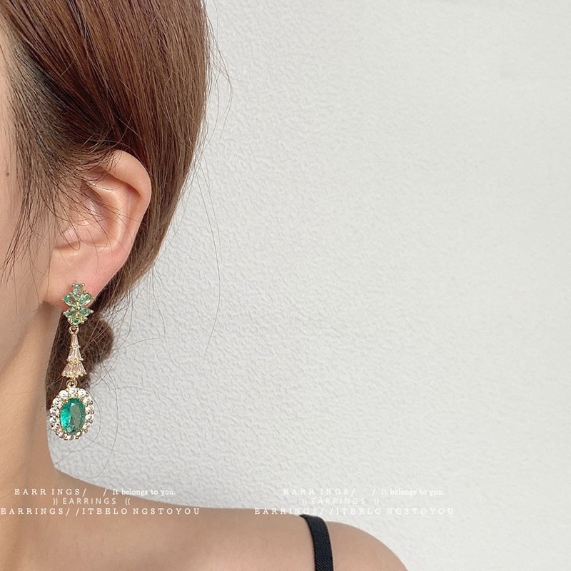 Khuyên tai Pinkdudu PD810 bằng hợp kim đính đá zircon cổ điển thời trang cho nữ