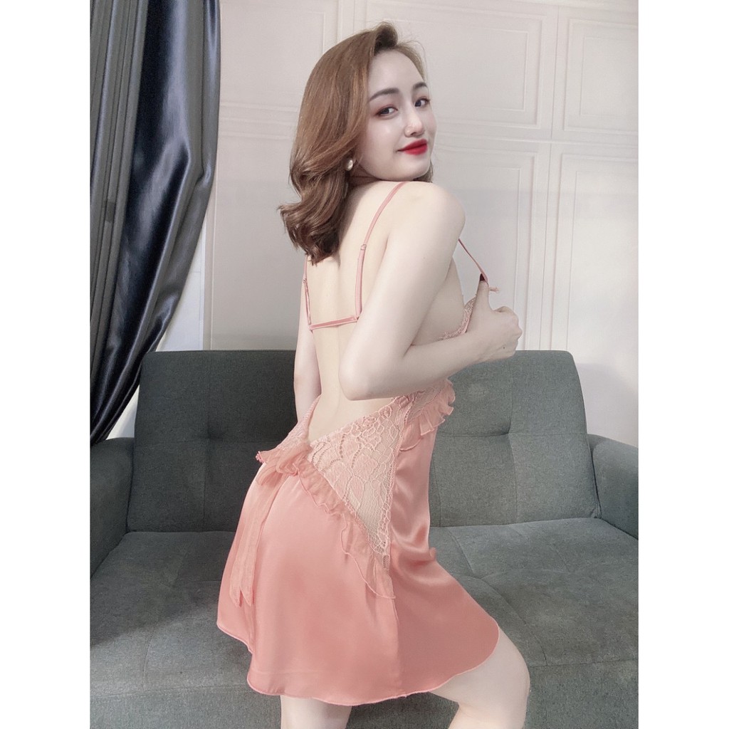Váy ngủ  gợi cảm cho phái nữ, chất lụa mềm mát, có kèm quần, phom dưới 52kg- tùy chiều cao | BigBuy360 - bigbuy360.vn
