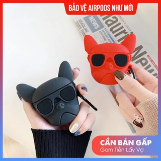 [Tặng Kèm Móc Treo] Vỏ Bọc Airpods Chó Bull Màu Đen Siêu Ngầu Chất Liệu Silicon Dẻo
