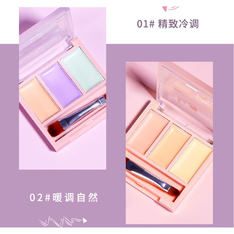 (Hàng Mới Về) Bảng Phấn Che Khuyết Điểm Ba Màu Dưỡng Ẩm Che Phủ Quầng Thâm Và Tàn Nhang | BigBuy360 - bigbuy360.vn