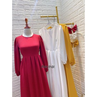 Váy maxi đũi kèm nơ tiểu thư