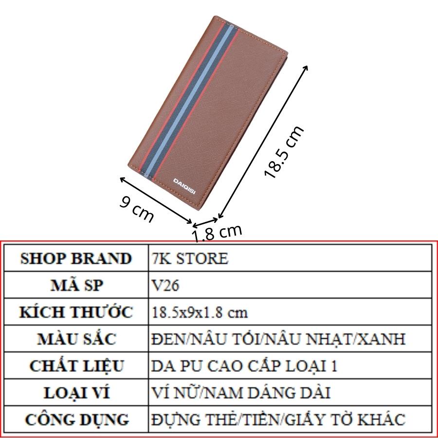 Ví nữ dáng dài cầm tay đẹp da nhiều ngăn, bóp ví nam nữ đựng thẻ tiền 7K STORE V26
