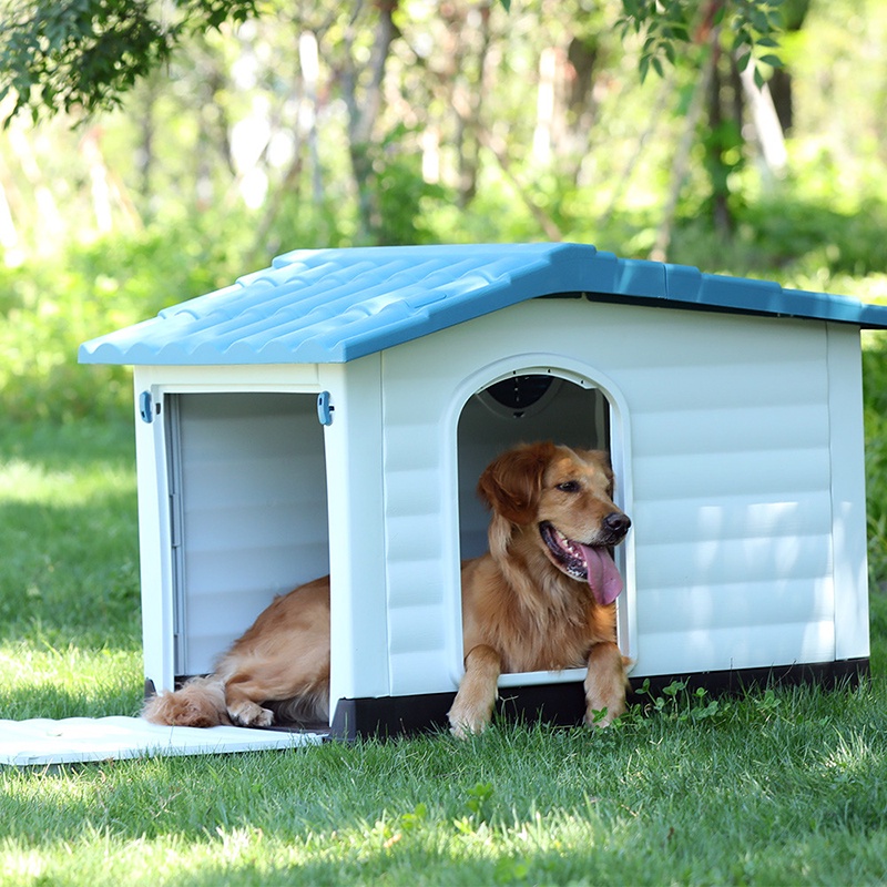 [2 Size] Nhà/ Chuồng cho chó bằng nhựa có hiên 2 cửa thoáng mát XINDING Pet House 424 dùng ngoài trời dễ dàng vệ sinh