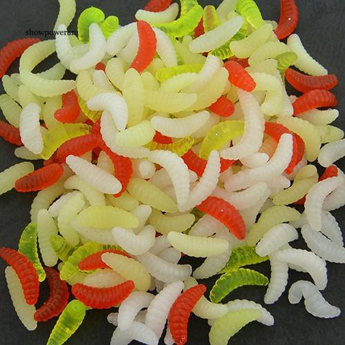 200 mồi câu cá giả hình con giòi nhiều màu sắc