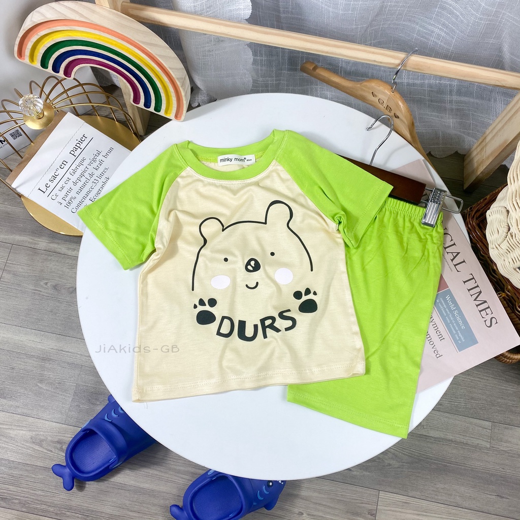 [Bé:6-27kg] Bộ Quần Áo Ngắn Tay Raglan Minky Mom, Vải Thun Lạnh Thoáng Mát Hoạ Tiết Vui Vẻ Cho Bé - Mã: TN-IN83