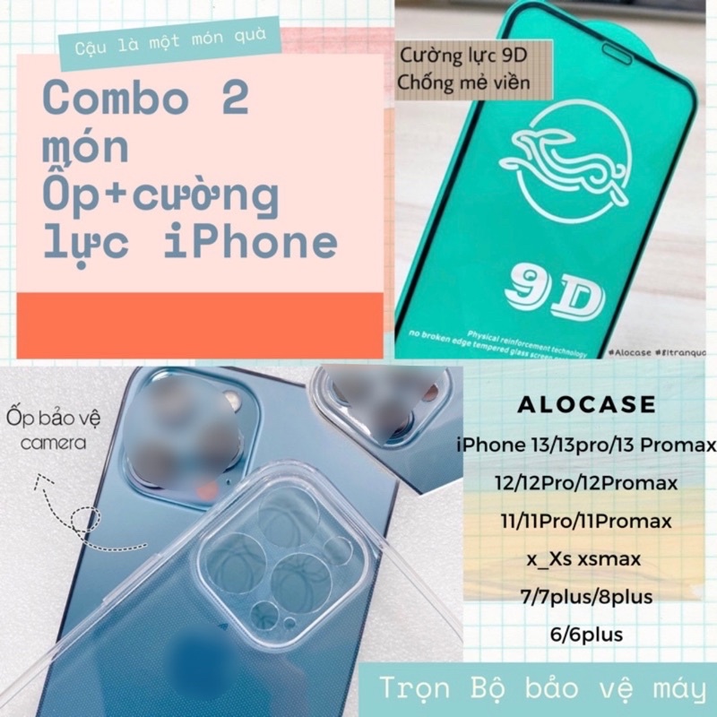 combo ốp và cường lực full bảo vệ máy có đủ dòng cho Táo
