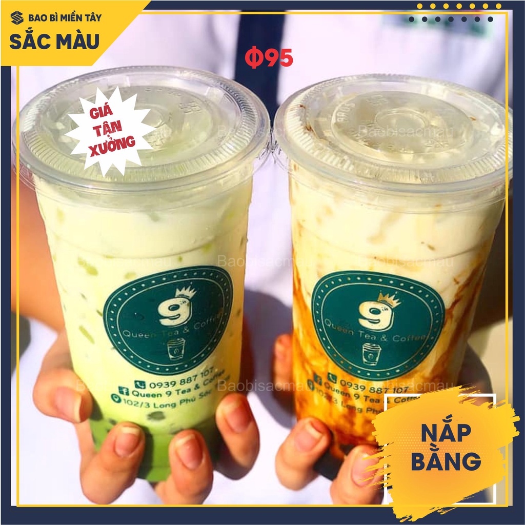 Sỉ 50 Nắp bằng PET 90 - 93 - 95 - 98 - 106 - 117 nắp ly trà sữa cà phê nước ép
