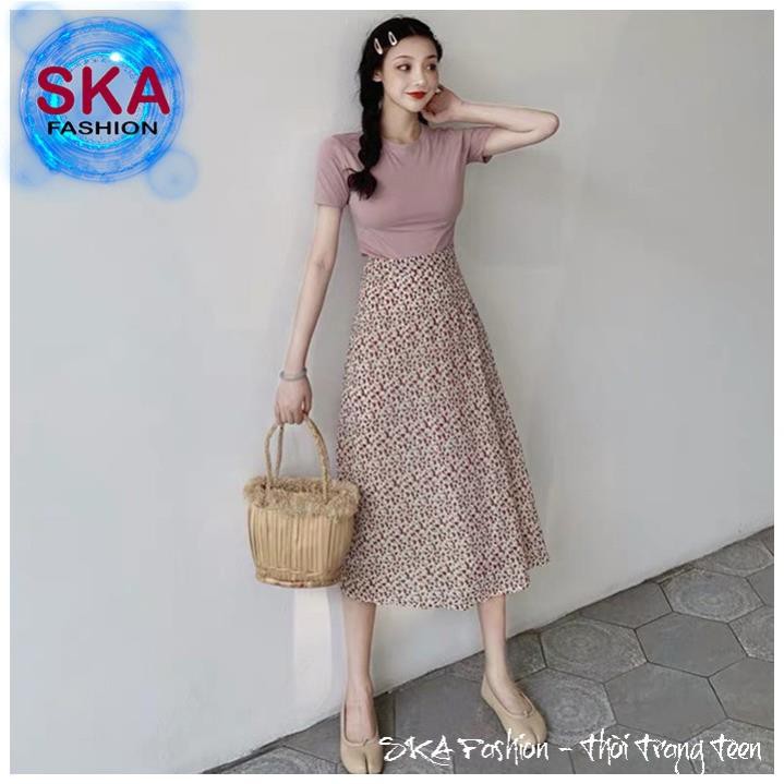 Chân Váy Hoa Nhí Midi Nhẹ Nhàng, Váy Voan 2 Lớp Dáng Dài - Bingxin